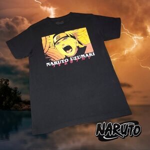 Unisex Naruto Uzumaki Yell Anime Graphic Tee T-Shirt Black‎ S TINY FLAW